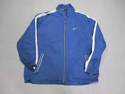 Vintage Nike Jacket Mens XL Blue Windbreaker Lightweight Y2K Retro Swishy Baggy • $17.48