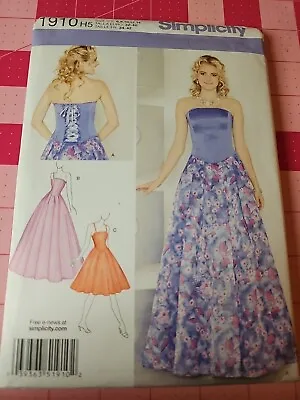 Simplicity Pattern 1910 Party Dress Prom Gown Corset Maxi Sizes 6 8 10 12 14 FF • $7.95