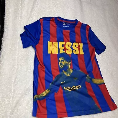 FC Barcelona Barca Shirt Youth Boys X-Large Messi Soccer Graphic Logo Athletic • $14.99