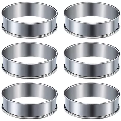 6 Pieces Muffin Tart Rings  Rolled Tart  Stainless Steel Muffin Rings Metal3202 • $10.54