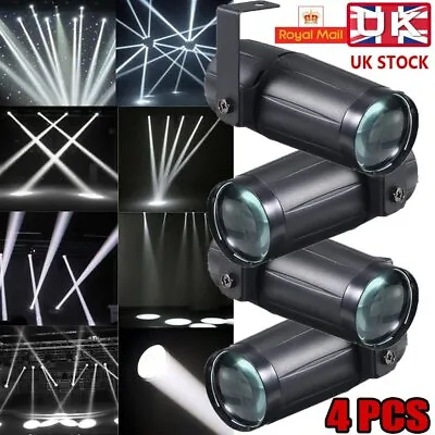 4PCS LED Pinspot Stage Light White Mirror Ball Spotlight Disco Bar DJ Party Lamp • £10.44