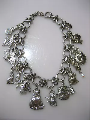 Rare Vintage Kirks Folly Angel Crown Kitty Cat Charm Chain Bracelet • $62.98