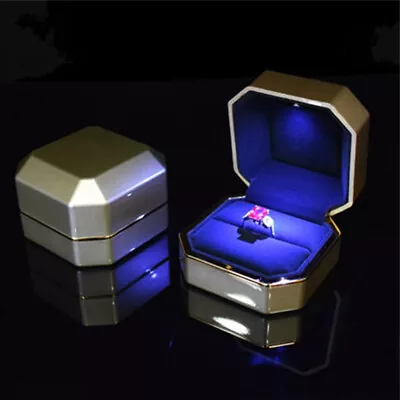 $14.86 • Buy Luxury Ring Box With LED Light Wedding Ring Case Jewelry Gift For Engagement