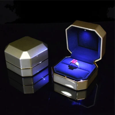 $14.86 • Buy Luxury Ring Box With LED Light Wedding Ring Case Jewelry Gift For Engagement