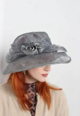 Vintage Marks And Spencer Occassionwear Hat Fascinator Blue Metallic - (J4) • £6.75