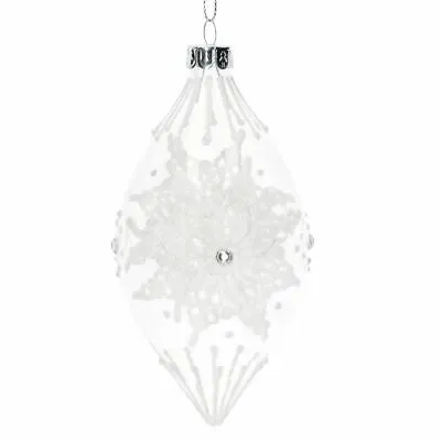 £5.99 • Buy Gisela Graham Christmas - Glass Shape 14cm - Clear/White Teardrop W Lace