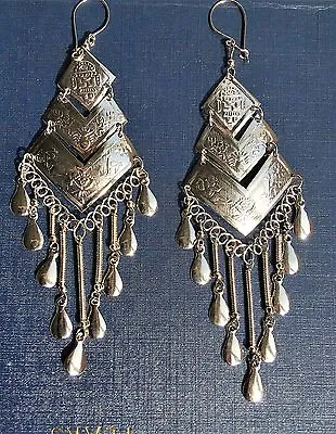 BohoCoho Quirky Boho Hippy Gypsy Funky '70s Style BIG Silver Fringe Earrings • £5.99