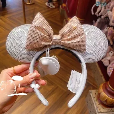 Authentic Disney Crystal Minnie Mouse Silver Ear Headband Shanghai Disneyland • $59.99
