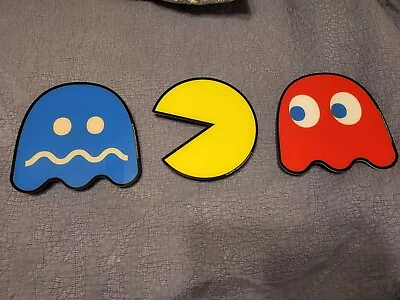  Bandai Pac-Man Vintage Light Up 8  X 8  Sign Set 3 Pieces TESTED WORKING • $19.99