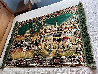 Vintage European Cityscape Velvet Tapestry Wall Hanging Or Rug 33”X 45” + Fringe • $24.99