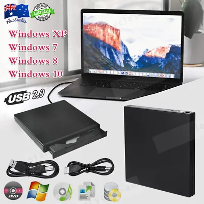 2024 External DVD Drive USB 2.0 CD Burner Laptop PC Portable Optical Reader • $19.95