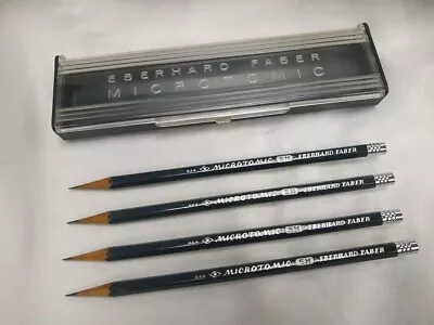 4 Vintage Eberhard Faber Microtomic 600-5H Woodclinched Pencils + Case	 • $11.50