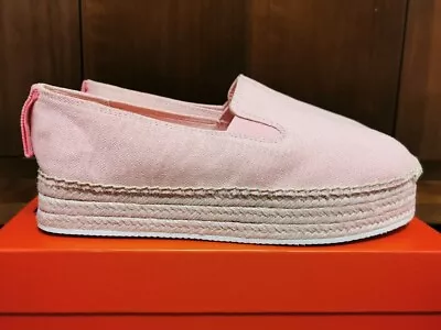 New Women's HUGO BOSS Baby Pink Platform Espadrilles Moccasins Shoes Size 7 40 • £69