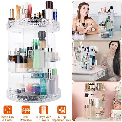 $21.69 • Buy 360 Degree Rotating Makeup Cosmetic Rack Holder Organizer Large Storage Box Case