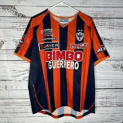 Rayados De Monterrey CF Soccer Jersey Football Shirt Striped Orange Men’s Large • $33.74