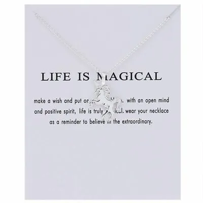 £3.45 • Buy Childrens Kids UNICORN Necklace Jewellery Pendant Life Is Magical Gift Card UK