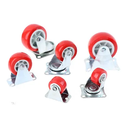 *Various Types And Sizes* Red PU Caster Rubber Wheels For Trolley Dolly Cart • $8.59