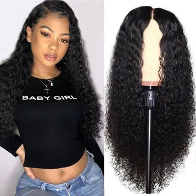 Curly Hair Front Wig Womens Brazilian Human 25  Long Curly Lace Wavy Hair Wigs • $11.12