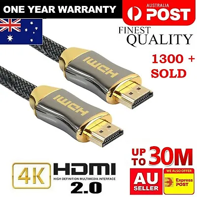 $34.98 • Buy Premium Gold Plated HDMI To HDMI Cable Ultra HD 4K Premium V2.0 1m 2m 3m 5m 15m