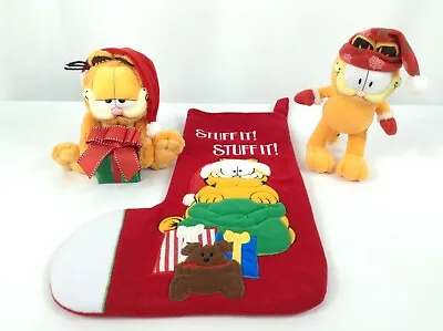 Garfield Stuff It Christmas Stocking TY Happy Holidays Hat & Mittens Plush Lot • $29.99