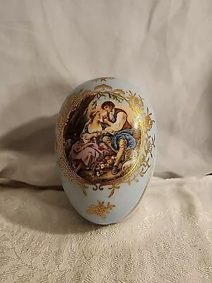 Vintage Handpainted Porcelain Egg Shaped Trinket Box Made In Japan • $16