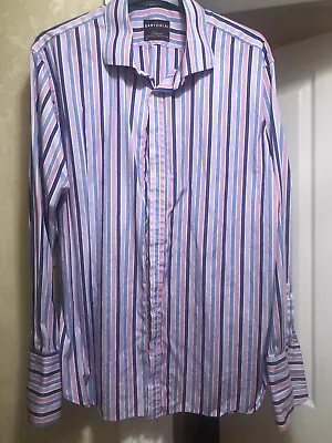 Mens”m&s Sartorial Range” Stripe Shirt Size 18.1/2 Fit Chest 56/58” 100% Cotton • £3.99