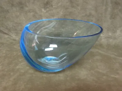 Reed & Barton Oval Bubble Bowl Light Blue Art Glass Miller Rogaska Made Poland • $57