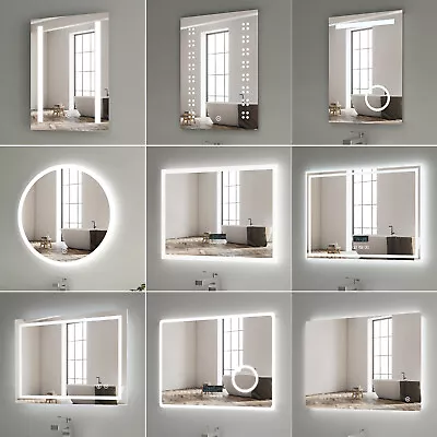 LED Bathroom Mirror With Lights Illuminated Demister Pad Wall Mounted All Sizes • £133.99