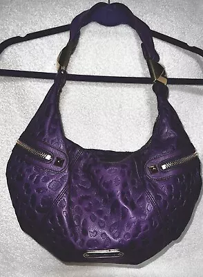 Vintage Betsey Johnson Purple Animal Print Leather Handbag Purse RARE EUC • $129