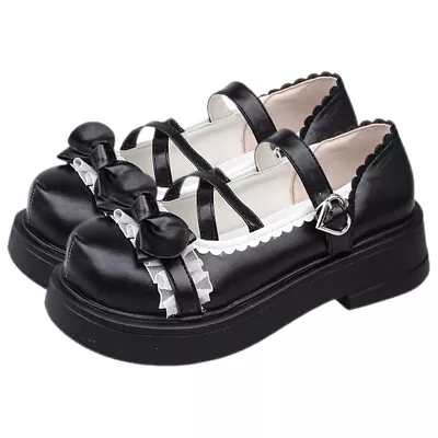 Lolita Shoes Retro For Women Dress Heels High Round Head • £28.45