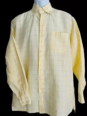 Solemare Mens Shirt Pale Yellow Check Blue Windowpane Woven Maus Hoffman Italy L • $39.99