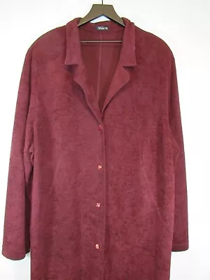 VIKKI VI Slinky Burgundy Red Button Front Duster Jacket Cardigan 3X Plus Size • $39.99