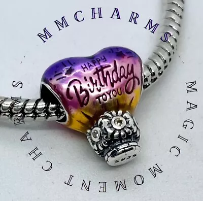 £10.99 • Buy STERLING SILVER S925 - Happy Birthday Balloon- European Heart Charm & Gift Pouch