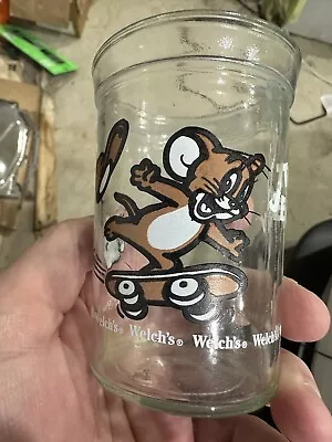 Tom & Jerry Welch’s Drinking Glass Skateboarding 1990 Jelly Jar Cartoons Vintage • $6