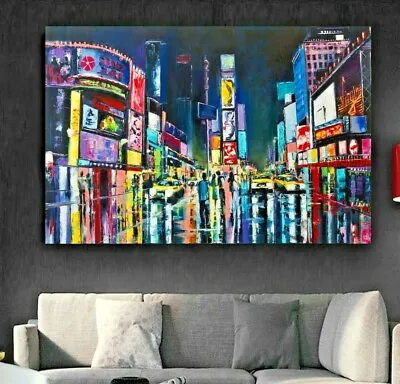 New York City Oil Paint Times Square Framed Canvas Wall Art Or Poster Picture • £29.74