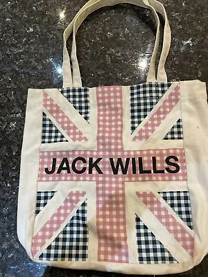 Jack Wills Tote Bag Printed With Blue And Pink Gingham Union Jack Flag • £6