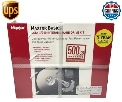 Maxtor Basics DiamondMax 500GB SATA 2/300 Internal Hard Drive Kit HDD 7200RPM • $43.20