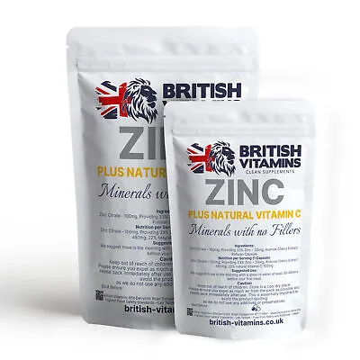 Zinc Plus Natural Vitamin C Acerola Extract **Our Minerals : Free From Fillers** • £11.99