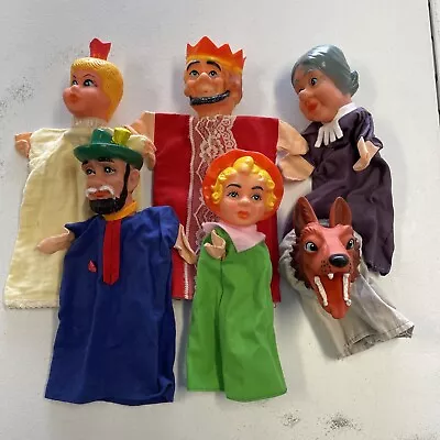 $19.99 • Buy VTG Rubber Head Hand Puppet Red Rug Hood Grandma Queen King Wolf Mr Rogers Set 6