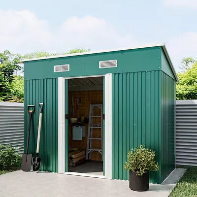 Metal Garden Shed 4 X 6 /4 X 8 FT  Outdoor Garden Storage WITH FREE BASE UK • £185.95