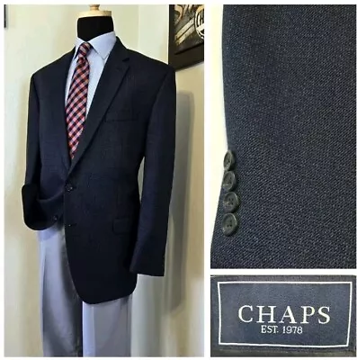 NEW Chaps Tweed Blazer 48L 2 Button Cool Navy Blue Sport Coat Casual Jacket NWOT • $53.36