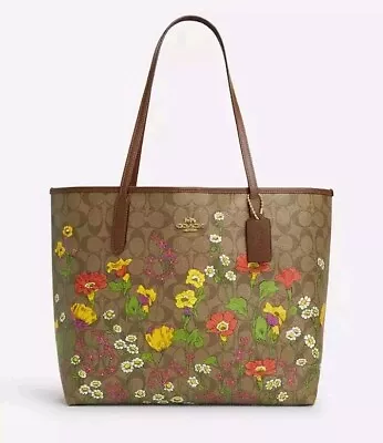 Nwt Coach City Tote In Signature Canvas With Floral Print • $189