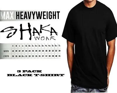 3 Pack Shaka Wear Mens Max Heavyweight T-shirt Black Basic Plain Tee • $34.99