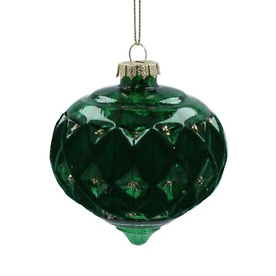 £4.99 • Buy Gisela Graham Green Faceted Glass Hanging Bauble