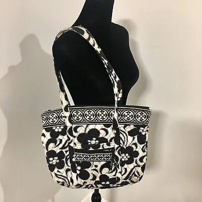 VERA BRADLEY  Black & White Floral Night & Day Medium Tote Shoulder Strap Bag • $20