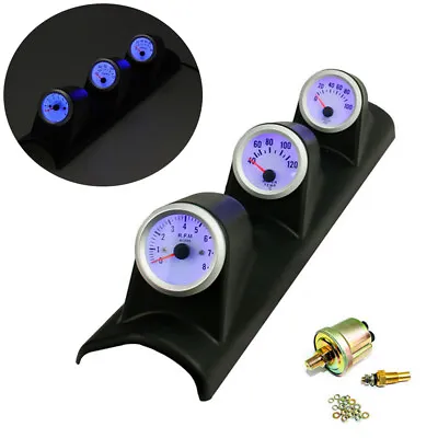 52mm Car Triple Gauge Kit 3in1 Tachometer RPM Water Temp Oil Pressure 12V • $65.07