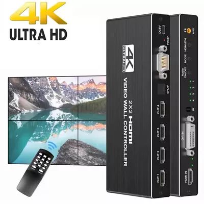 4K 2x2 HDMI DVI Video Wall Controller Processor 1x2 1x3 1x4 Multi Screen Splicer • $49.99