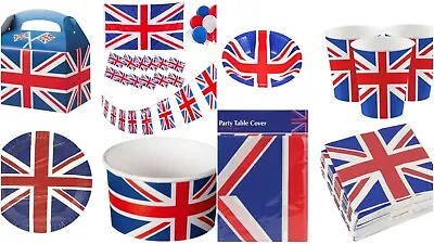 £3.50 • Buy Union Jack Flag Street Party Cups, Plates, Bowls Napkins, Flags, Tablecloth, Box