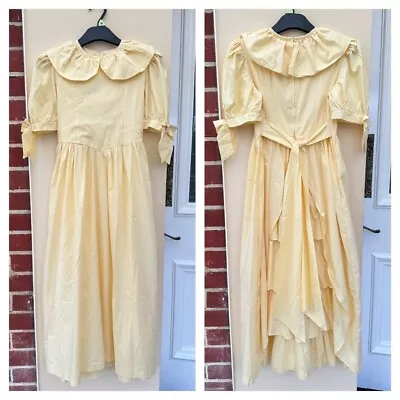 Vintage Laura Ashley 80s Yellow Bridesmaid’s Waterfall Ruffle Dress 9-10yrs  • £45