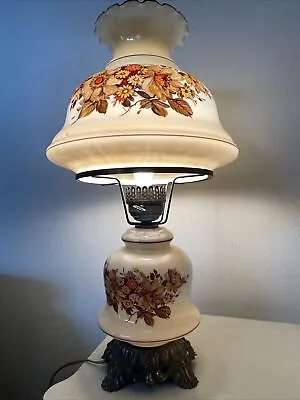 £181.30 • Buy Vintage Hurricane Lamp Hand Painted Glass Floral Large Table Lamp 26”